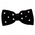 Black & White Polka Dot Silk Knitted Bow Tie