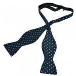 Navy & Light Blue Polka Dot Self Tie Silk Bow Tie
