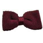 Plain Burgundy Silk Knitted Bow Tie